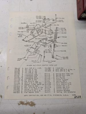 Arps Half Track Adapter Parts List Installation Case Tractor Ht-23B 1965