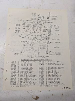 Arps Half Track Adapter Parts List Installation Case Tractor Ht-23A Attachment