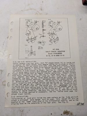 Arps Half Track Adapter Parts List Allis Chalmers Tractor Ht-30A D- 12 14 15