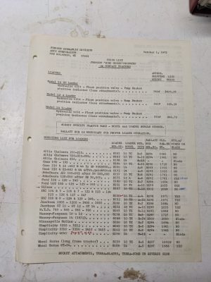 Johnson Work Horse Model 10 Tc 12 14 A Loader Tractors Price List 1973