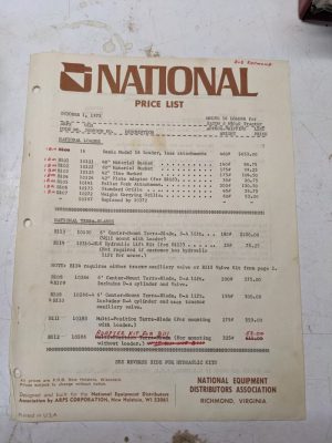 National Equipment Arps Price List 1973 Tractor Attachments Satoh S 650-G