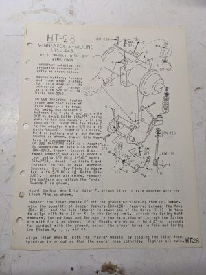 Arps Half Track Axle Adapter Part List Minneapolis Moline 335-445 Tractor Ht-28