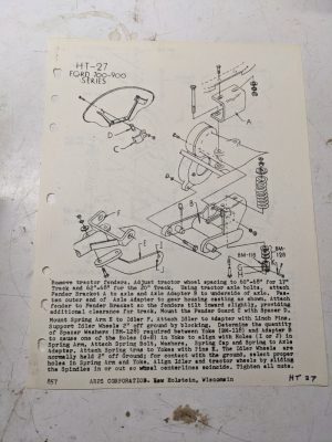 Arps Half Track Axle Adapter Part List Ford 700-900 Series Tractor Ht-27