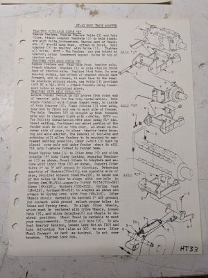Arps Half Track Axle Adapter Part List Compact Tractors Ht-33 Attachment
