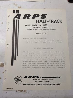 Arps Tractor Half-Track Axle Adapter Instructions Parts List H99 Leyand 344 384