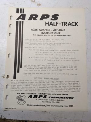 Arps Half-Track Mh 2N 8N Axle Adapter Instructions Part List Arp-H61B Ford Mf