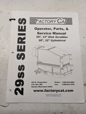 Factory Cat Operator Service Parts List Book Diagrams Model 29 33 28 32 Scrubber