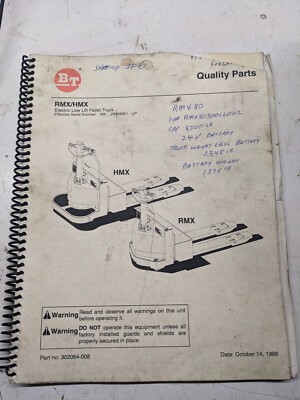 Bt Rmx Hmx Parts Manual Book List Electric Low Lift Pallet Truck Prime Mover