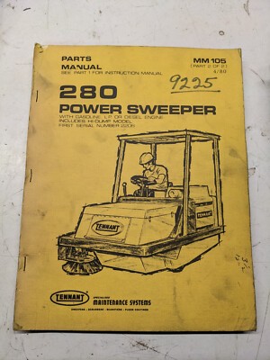Tennant Parts List Book Manual 280 Power Sweeper Gap Lp Diesel 1980 Shop Catalog