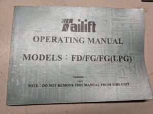 Tailift Operating Manual Model Fd Fg Fg(Lpg) 1997 Fork Lift Truck