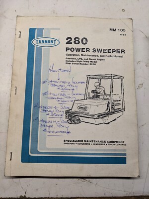 Tennant Operation Maintenance Parts List Book Shop Manual 280 Power Sweeper 1984