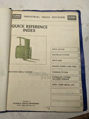 Clark Fork Lift Truck Parts List Book Manual Nst 30 245-44-2333 Sg 1974 Catalog