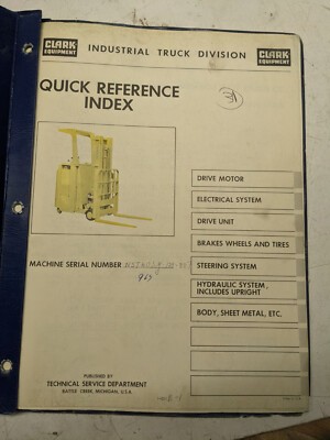 Clark Fork Lift Truck Parts List Book Manual Nst 40 Sy -129-887 965 1967 Catalog