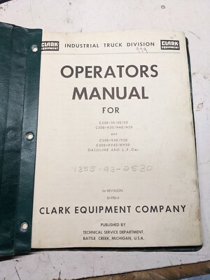 Clark Operators Manual Clarklift Fork Lift Trucks C500 H 30 40 50 Y Hy 1968 Shop