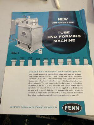Fenn Manufacturing Company Tube End Forming Machine Model 8 Sales Brochure