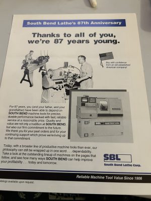 South Bend Lathe Corp 87Th Anniversery Sales Brochure And Product Description