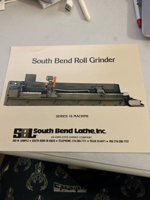 South Bend Roll Grinder Series 16 Machine Line Card Sales Flyer