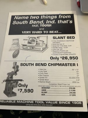 South Bend Lathe Machine Tool Sales Flyer Cnc Manual Mill Chipmaster Magnaturn