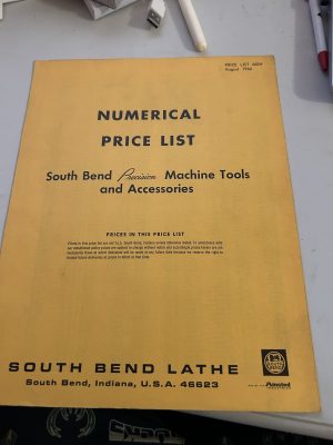 South Bend Lathe Numerical Price List 1966 All Machine Tool And Accessories
