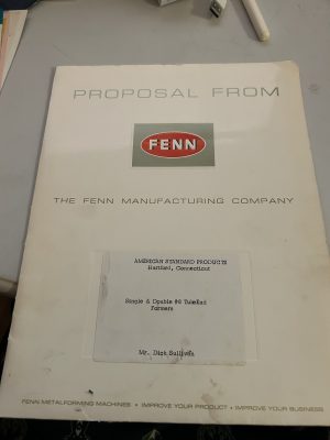 Fenn Manufacturing Company Single And Double 8 Tube End Formers Project Proposal