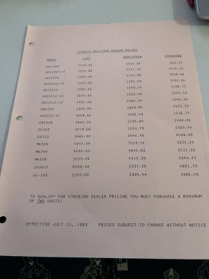 Lickity Splitter Deal Prices 7-1989 Ho510Nt Ho52610 Price List Stocking Non