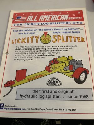 All American Series Lickity Log Splitters Sales Brochure Hydraulic Splitter