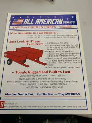 All American Series Lawn And Garden Carts Piqua Engineering Sales Brochure