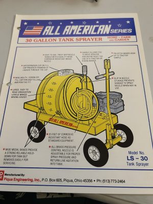 All American Series 30 Gallon Tank Sprayer Sales Brochure Model Ls-30