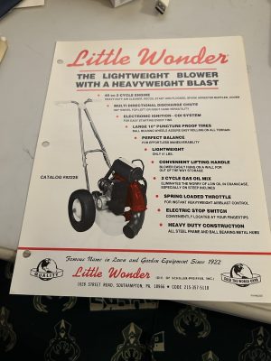 Little Wonder Lightweight Blower Sales Brochure Gasoline Powered Model Sheet
