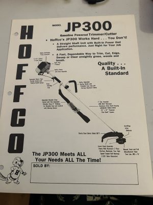 Hoffco Jp300 Gasoline Powered Trimmer/Cutter Sales Brochure 1.3 Hp 25.6 Cc