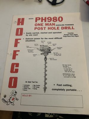 Hoffco Ph980 One Man Post Hole Drill Sales Brochure 2 4 6 8" Diameter Holes