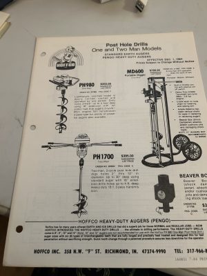 Hoffco Post Hole Drills One And Two Man Sales Brochure Earth Augers