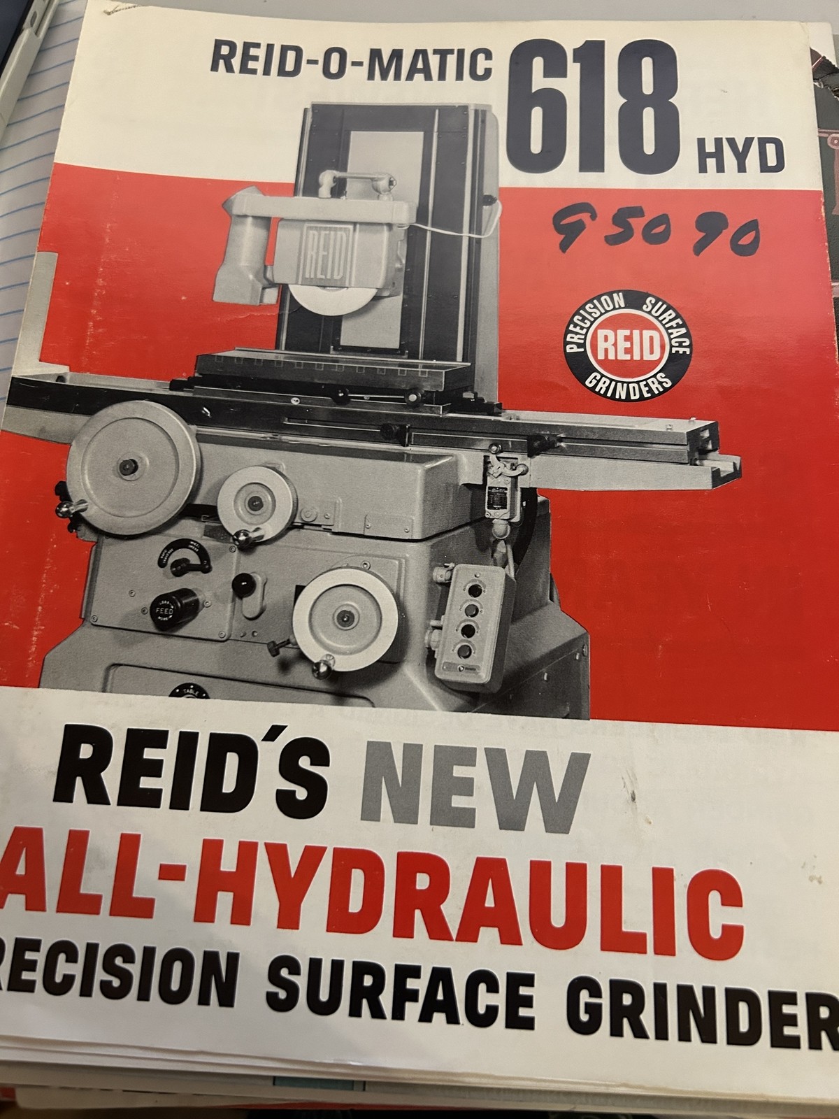 Reid-O-Matic Hydraulic Power Feed And Surface Grinder 618-Hyd All Hydraulic
