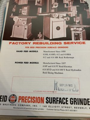 Reid Precison Surface Grinders Hand Feed Power Feed 618H 618Hd 618Ha 612 618Hyd