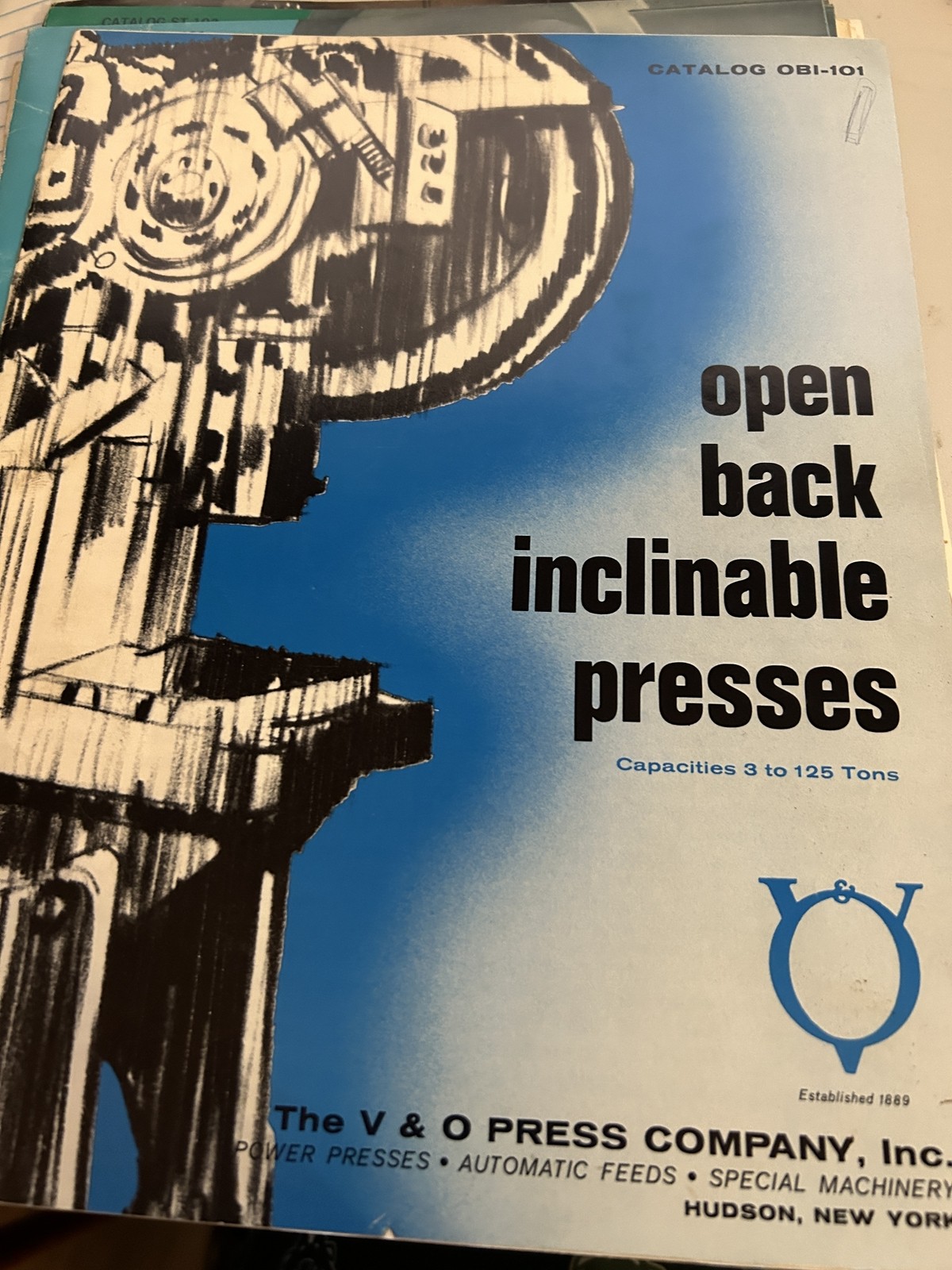 V&O Open Back Incinable Presses 3-125 Tons Obi-101 Rototimer 5M-1166 Power Press