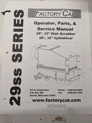 Factory Cat Operator Service Parts List Book Diagrams Model 29 33 28 32 29Ss