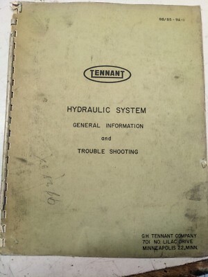 Tennant Hydraulic System General Information Trouble Shooting Manual T-85 T-88
