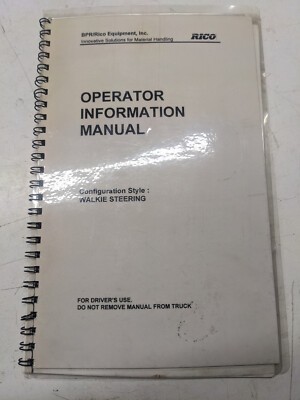 Rico Bpr Operator Information Manual Walkie Steering 2001 Book