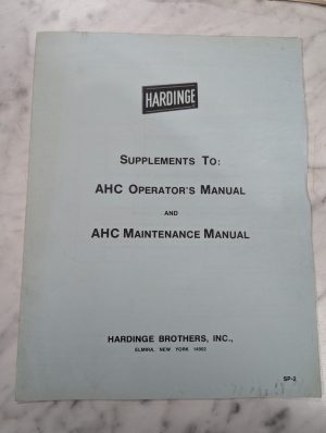 Hardinge Supplements To Ahc Operators Manual And Ahc Maintenance Manual