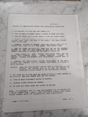 Hardinge Conquest T42 Thru-Coolant Tube Installation Instructions Spindle