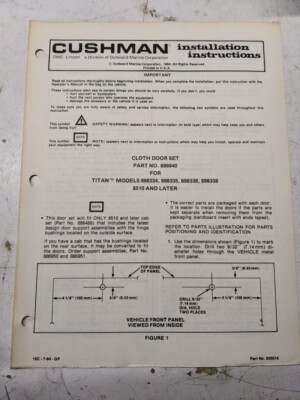 Cushman Installation Instructions Manual Cloth Door Set 886940 Titan 1984