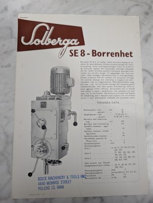 Solberga Se 8-Borrenhet Sales Brochure French Drill Press