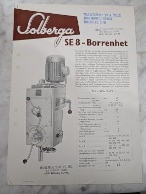 Solberga Se 8-Borrenhet Sales Brochure French Drill Press~~