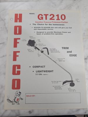 Hoffco Gt210 Gasoline Powered Grass Trimmer Sales Brochure Information Sheet
