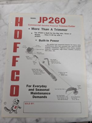 Hoffco Jp260 Gasoline Powered Grass Trimmer Sales Brochure Information Sheet