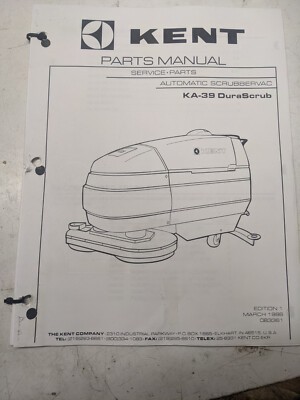 Kent Parts List Book Manual Ka-39 Durascrub 1996 Automatic Scrubber Copy