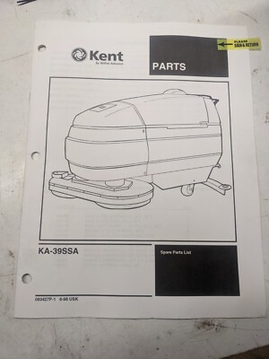 Kent Parts List Book Manual Ka-39Ssa Spare 1998 Scrubber Automatic