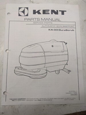 Kent Parts List Book Manual Ka-33 Spare 1996 Scrubber Automatic Durascrub