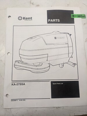 Kent Parts List Book Manual Ka-27Ssa Spare 1998 Scrubber Automatic