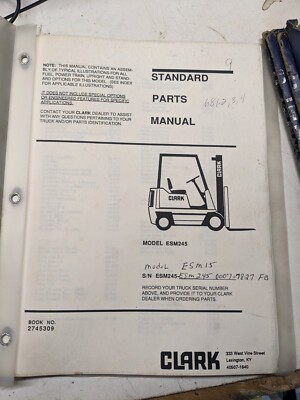 Clark Parts List Book Manual Esm245 Fork Lift Truck 1991 Catalog